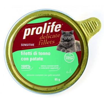 Hrana Umeda Pentru Pisici Premium Prolife Adult Sensitiv File Ton & Cartof Cv 85 Gr