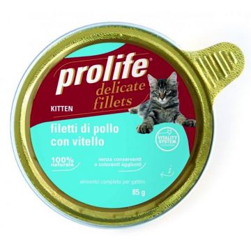 Hrana Umeda Pentru Pisici Premium Prolife Junior File Pui & Vita Cv 85 Gr