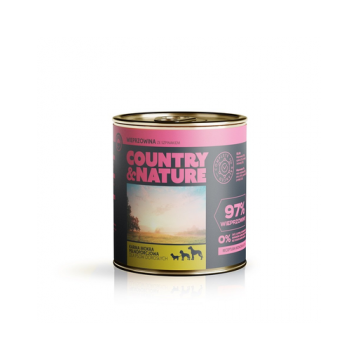 COUNTRY&NATURE Hrana umeda pentru caini, fara cereale, cu porc si spanac 850 g