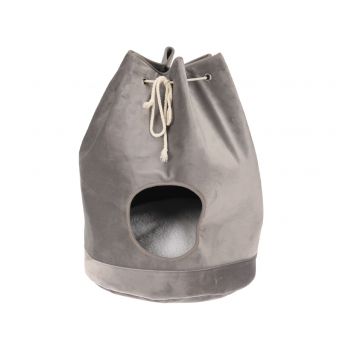 Culcus pentru pisici, in forma de rucsac, cu perna, 34 x 34 x 46cm, Gri