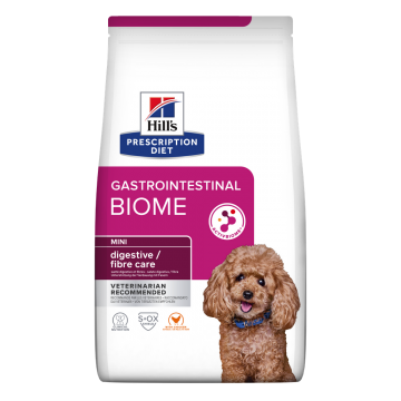 HILL'S Prescription Diet Gastrointestinal Biome Mini, Pui, dietă veterinară câini, hrană uscată, sistem digestiv, 3kg