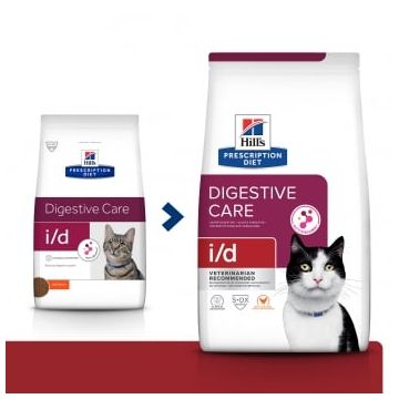 HILL'S Prescription Diet i/d Sensitive Digestive Care, Pui, dietă veterinară pisici, hrană uscată, sistem digestiv, 3kg