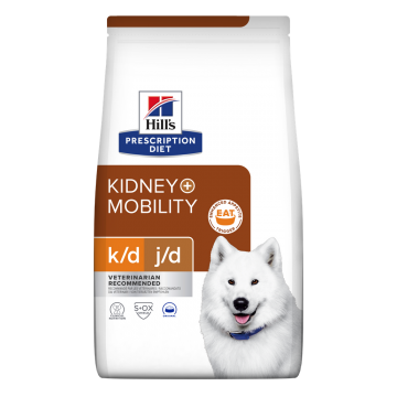 HILL'S Prescription Diet k/d+j/d Kidney Care + Mobility, dietă veterinară câini, hrană uscată, sistem renal, sistem articular, 4kg