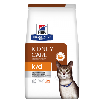 HILL'S Prescription Diet k/d Kidney Care, Pui, dietă veterinară pisici, hrană uscată, sistem renal, 3kg