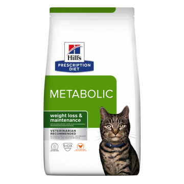 HILL'S Prescription Diet Metabolic, Pui, dietă veterinară pisici, hrană uscată, metabolism (obezitate si diabet), 12kg