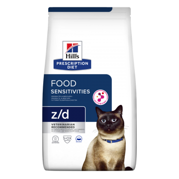 HILL'S Prescription Diet z/d Food Sensitivities, dietă veterinară pisici, hrană uscată, piele & blana, sistem digestiv, 1.5kg