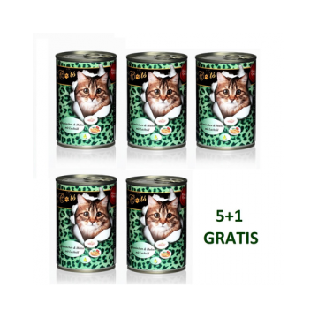 O'CANIS Hrana umeda pentru pisici cu iepure, pasare si ulei de somon 400 g 5 + 1 GRATIS