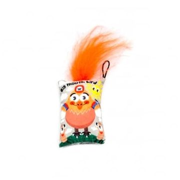 PET INTEREST Silver Vine Pasăre, jucărie pisici cu puf, portocaliu, 9x6x3cm