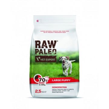 Raw Paleo, Puppy, Rase Mari, Vita, 2.5 Kg