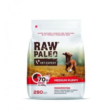 Raw Paleo, Puppy, Rase Medii, Vita, 280 g la reducere