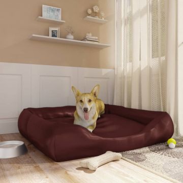 vidaXL Pat pentru câini, maro, 120x100x27 cm, piele ecologică
