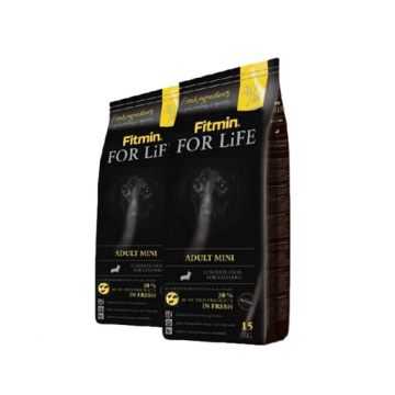 FITMIN Dog For Life Adult Mini hrana uscata pentru caini adulti de talie mica 30 kg (2 x 15 kg)