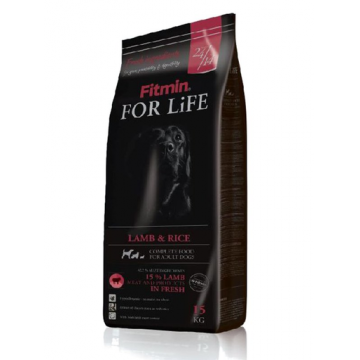 FITMIN Dog For Life lamb & rice Hrana uscata pentru caini adulti de toate rasele, cu miel si orez 14 kg