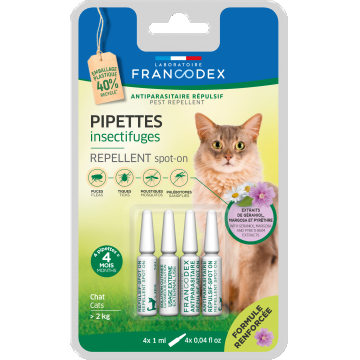 Francodex, Spot On Repelent Geraniol Cat, 4x1 ml