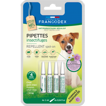 Francodex, Spot On Repelent Geraniol Dog Mini/ Puppy, 4x1 ml