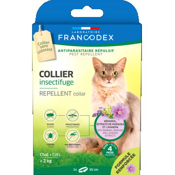 Francodex, Zgarda Antiparazitara Geraniol Cat, >2 kg