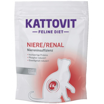 KATTOVIT Feline Diet Niere/Renal hrana uscata dietetica pentru pisici cu afectiuni renale 1,25 kg