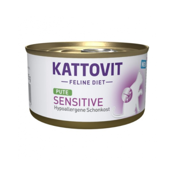 KATTOVIT Feline Diet Sensitive Turkey hrana umeda dietetica pentru pisici cu intolerante, alergii alimentare, curcan 85 g