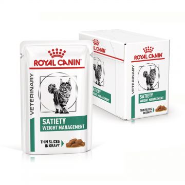 ROYAL CANIN Satiety Weight Management, dieta veterinara pisici, obezitate, (in sos), 12x85 g
