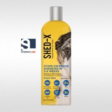 Supliment Anti Naparlire pentru Caini Shed-X, Synergy Labs, Talie Medie, 473 ml ieftin