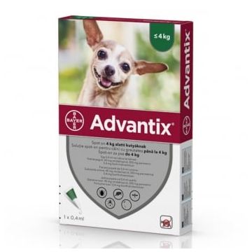 ADVANTIX 40, deparazitare externă câini, pipetă repelentă, XS(1.5 - 4kg), 1buc