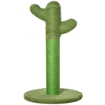 Arbore de Zgariat PawHut pentru Pisici Adulte si Pisicute in Forma de Cactus cu Coarda de Sisal, 40x40x65cm, Verde | Aosom RO