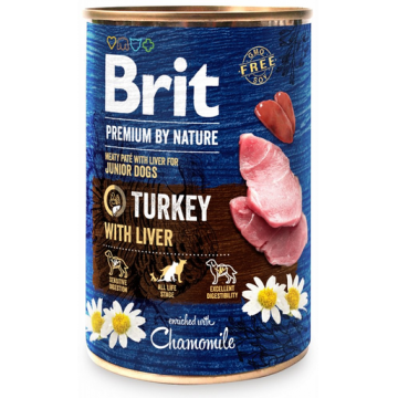 BRIT Premium by Nature Hrana umeda pentru catei, cu curcan si ficat 6 x 400 g