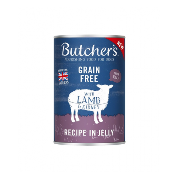 BUTCHER'S Original Recipe in Jelly hrana umeda caini, bucati de miel in jeleu, conserva 400g