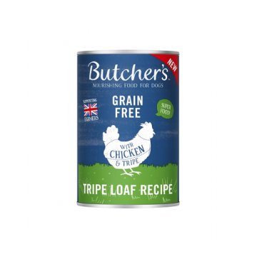 BUTCHER'S Original Tripe hrana umeda caini, pui cu rumen de vita, pate 400g