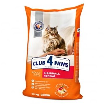 CLUB 4 PAWS Premium Hairball Control, Pui, hrană uscată pisici, limitarea ghemurilor de blană, 14kg