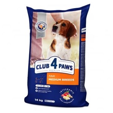 CLUB 4 PAWS Premium, M, Pui, hrană uscată câini, 14kg