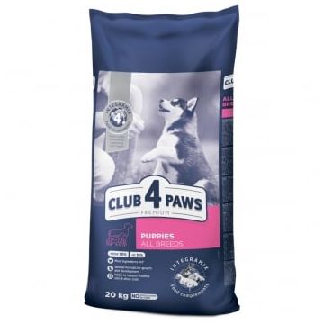 CLUB 4 PAWS Premium Puppies All Breeds, XS-XL, Pui, hrană uscată câini junior, 20kg