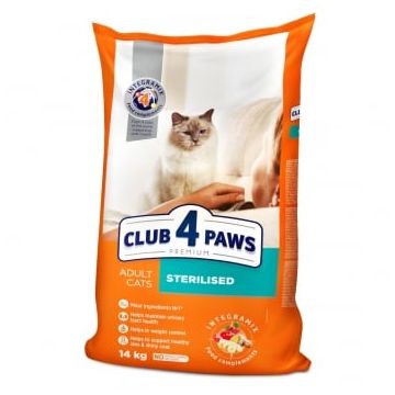 CLUB 4 PAWS Premium Sterilised, Pui, hrană uscată pisici sterilizate, 14kg