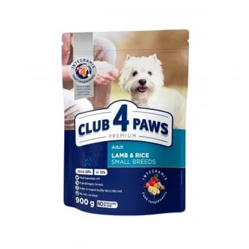 CLUB 4 PAWS Premium Hypoallergenic, XS-S, Miel și Orez, hrană uscată câini, 900g