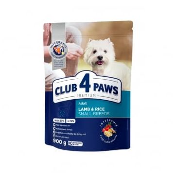 CLUB 4 PAWS Premium, XS-S, Miel și Orez, hrană uscată câini, alergii, 900g