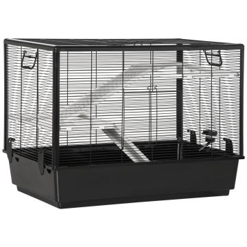 Cusca pentru animale mici de interior cu accesorii PawHut, 80x48x58 cm, negru | Aosom Romania