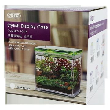 ISTA - Acvariu acrilic betta, cub, verde - Stylish Display Case-Square Tank Green