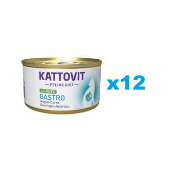 KATTOVIT Feline Diet Gastro Turkey hrana umeda dietetica pentru pisici cu afectiuni gastrointestinale, curcan 12 x 85 g