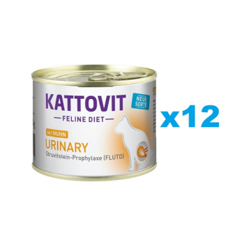 KATTOVIT Feline Diet Urinary hrana umeda dietetica pentru pisici in prevenirea pietrelor struvit, cu pui 12 x 185 g