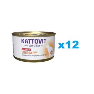 KATTOVIT Feline Diet Urinary Veal hrana umeda dietetica pentru pisici cu afectiuni urinare, cu vitel 12 x 85 g