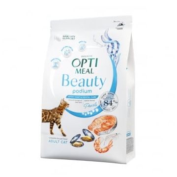 OPTIMEAL Beauty Podium, Fructe de Mare, hrană uscată pisici, piele & blană, sensibilități dentare, 1.5kg