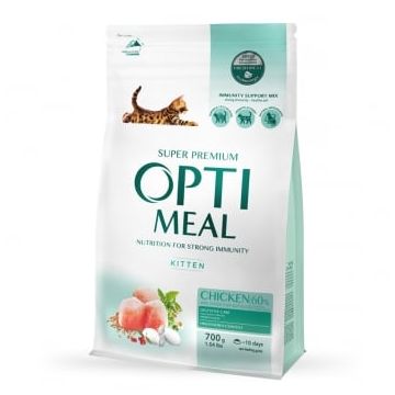 OPTIMEAL Kitten, Pui, hrană uscată pisici junior, 700g