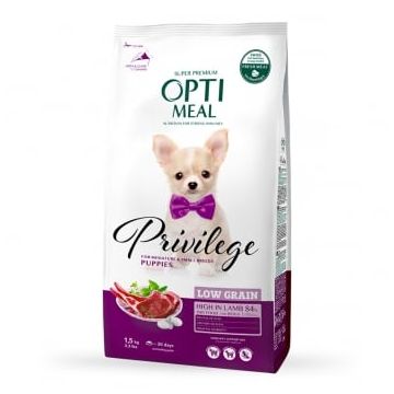 OPTIMEAL Privilege, XS-S, Miel, hrană uscată conținut redus cereale câini junior, 1.5kg