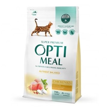 OPTIMEAL, Pui, hrană uscată pisici, 700g