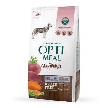 OPTIMEAL, XS-XL, Rață și Legume, hrană uscată fără cereale câini, 1.5kg