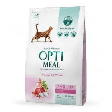 OPTIMEAL Sensitive, Miel, hrană uscată pisici, sistem digestiv, 4kg
