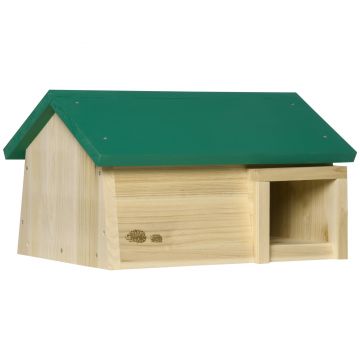 PawHut casuta pentru arici pentru exterior din lemn de brad, 47x34.2x27cm, culoare lemn si verde