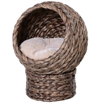 Cusca pentru Pisici Ridicata cu Perna, Materiale naturale si netoxice 42x33x52cm PawHut | Aosom RO