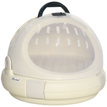 PawHut Cusca pentru Transportul Pisicilor Rotunda, din PP, Φ41x35.2cm, Bej | Aosom.Ro la reducere