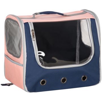 PawHut pentru caini de talie XS, rucsac pentru transportarea animalelor domestice, 42x30x36cm, Rosu, albastru